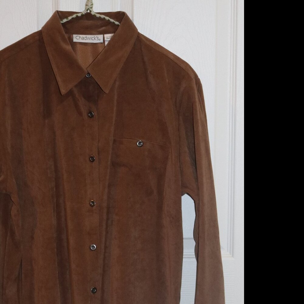 Chadwick's size 12 brown suede-like button down. New